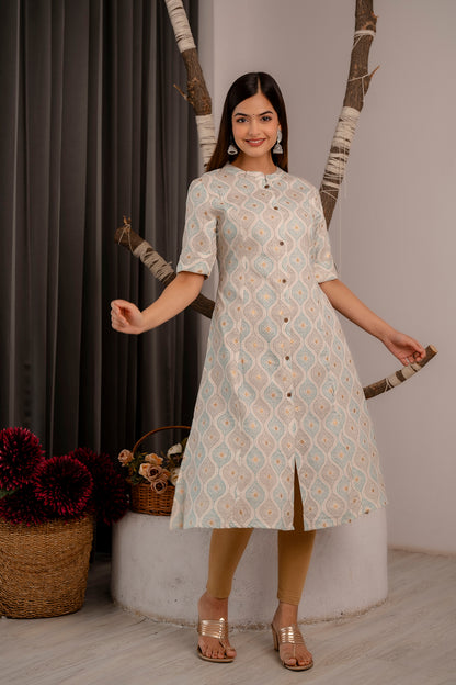 Traditional Print A-line Office Wear Kurti