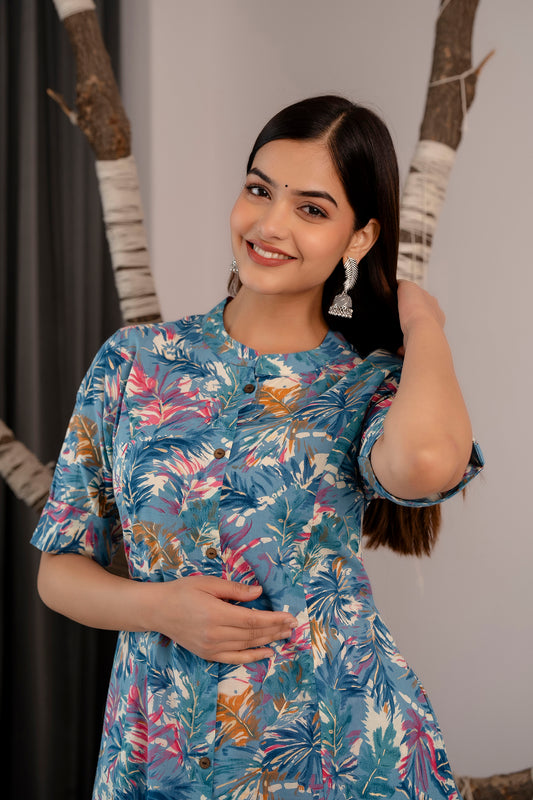 Floral Print A-line Office Wear Kurti