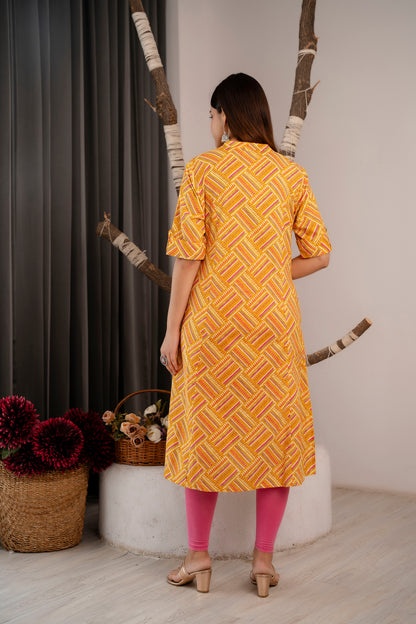 Zig-Zag Print A-line Office wear Kurti