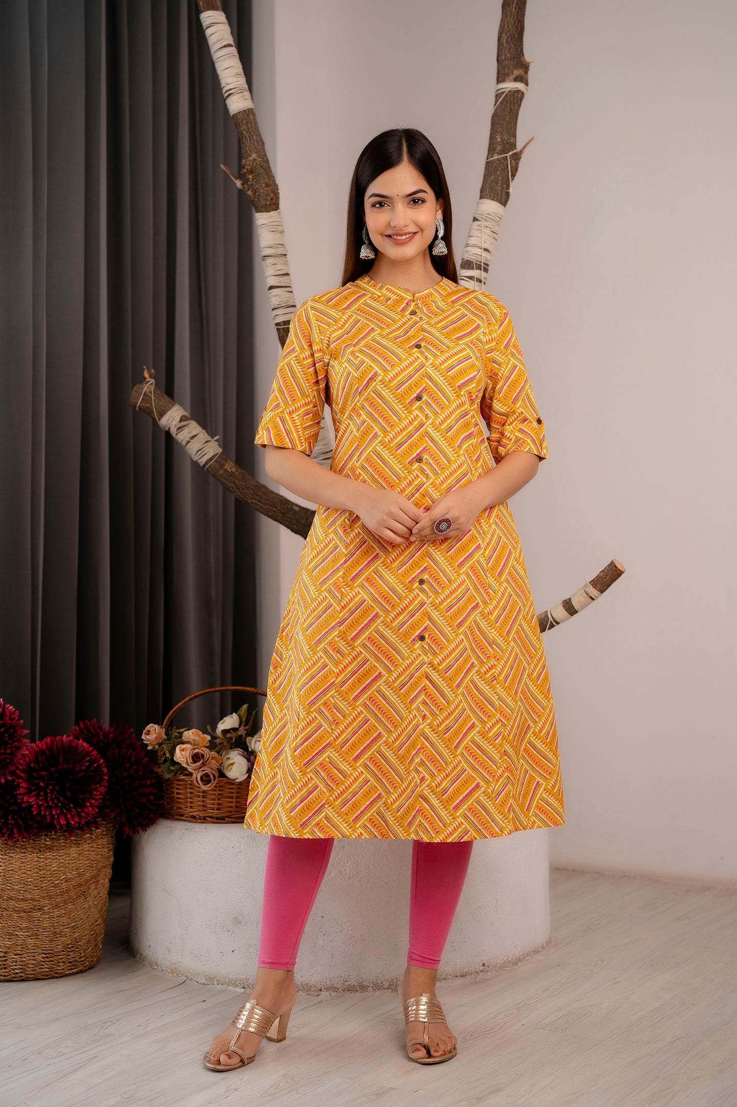 Zig-Zag Print A-line Office wear Kurti