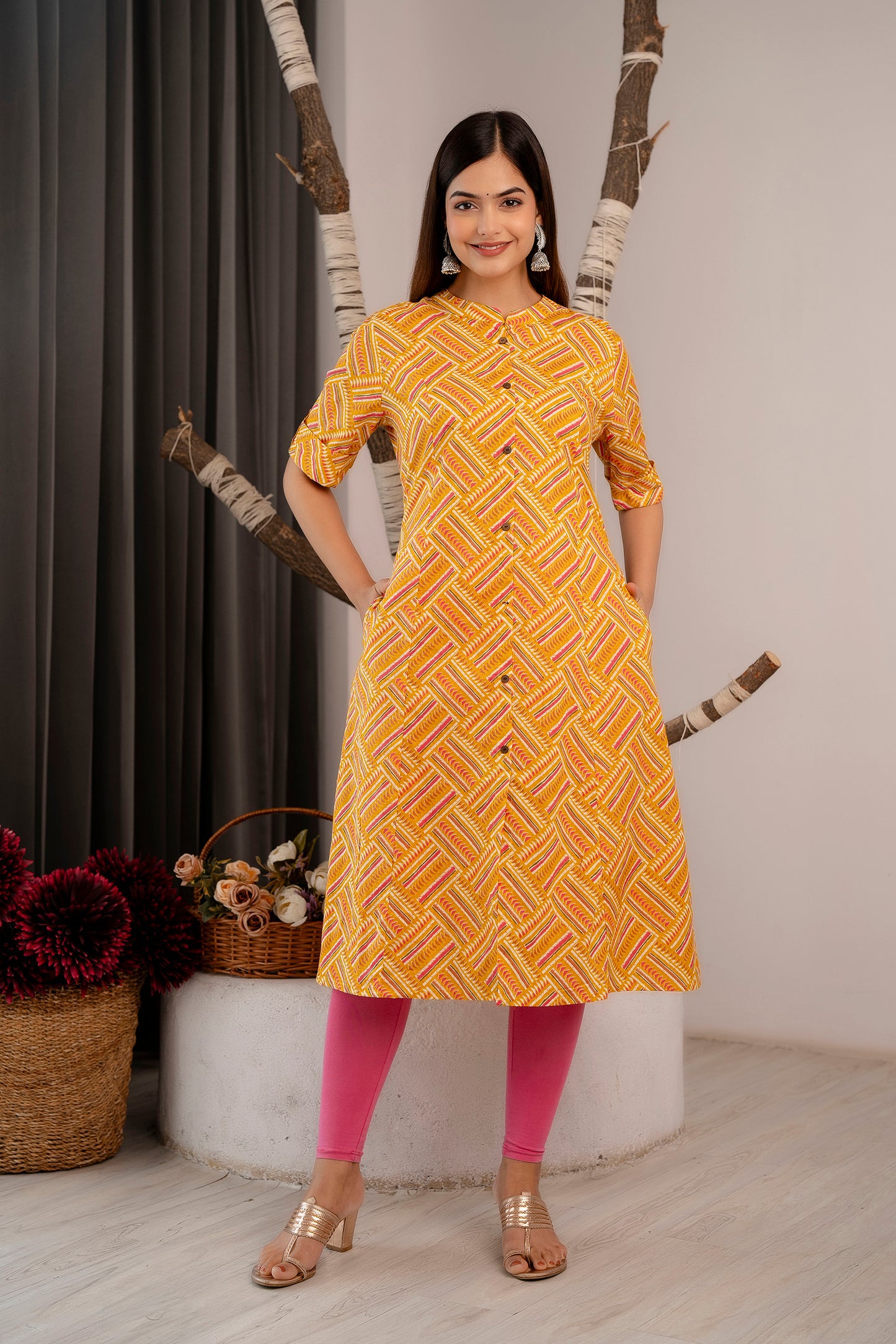 Zig-Zag Print A-line Office wear Kurti