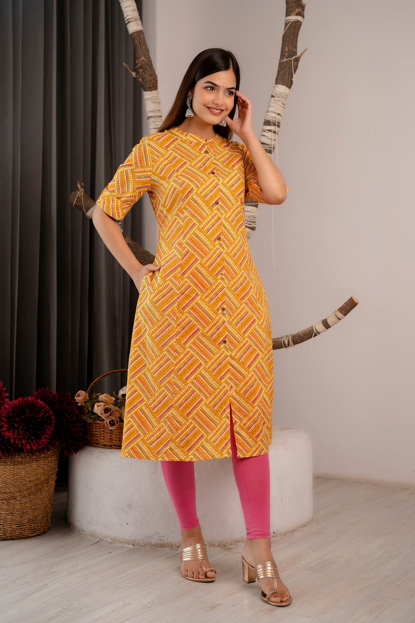 Zig-Zag Print A-line Office wear Kurti