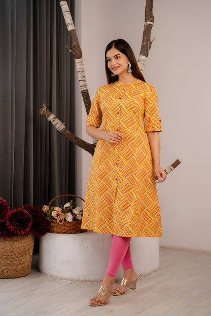 Zig-Zag Print A-line Office wear Kurti