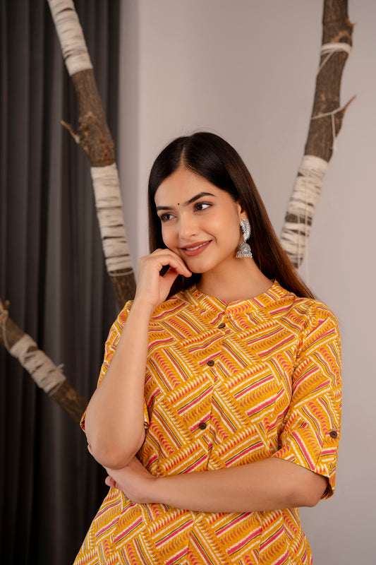 Zig-Zag Print A-line Office wear Kurti