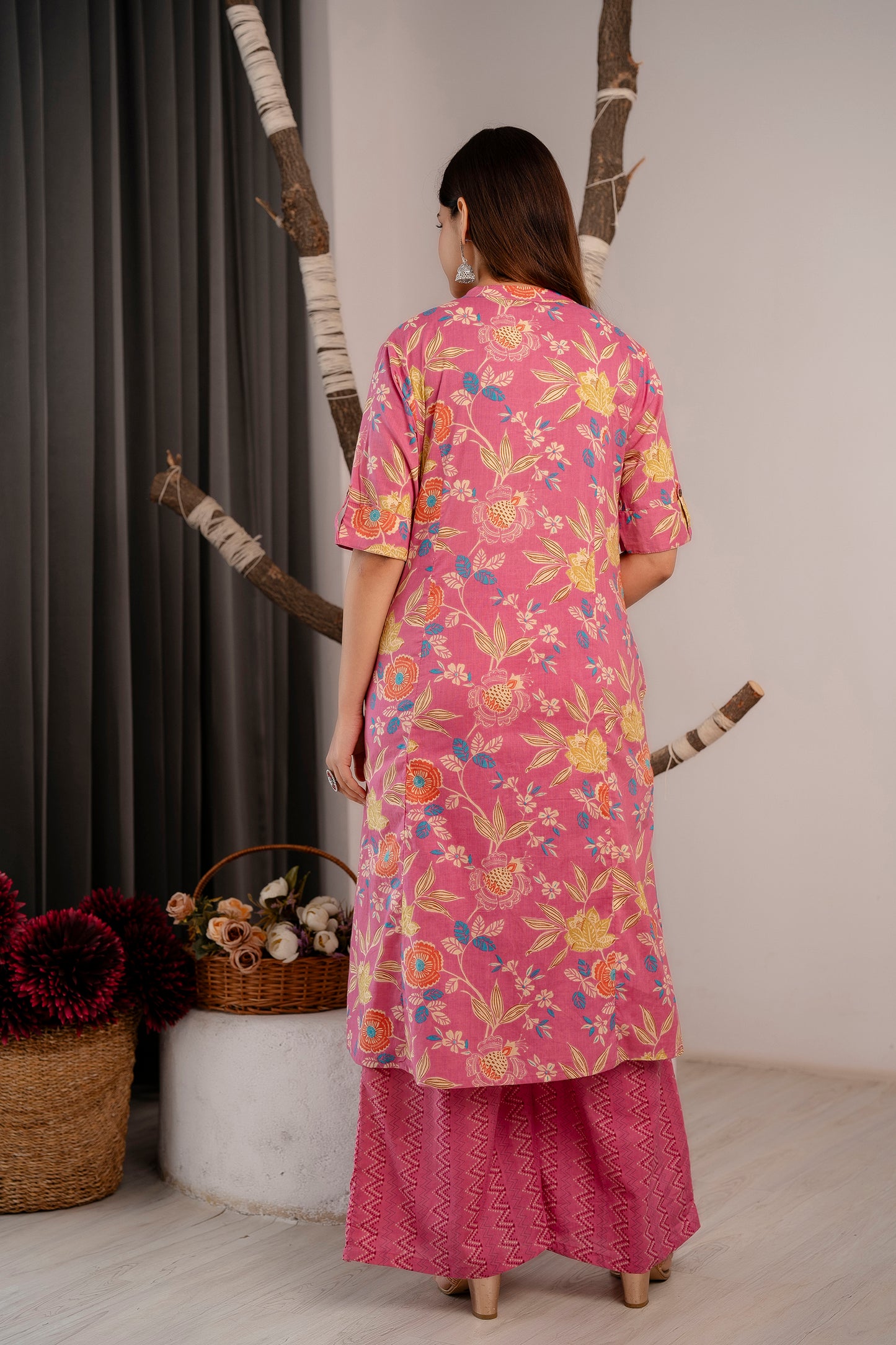 Floral Print A-line Office Wear Kurti