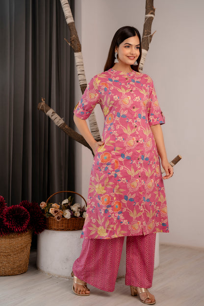 Floral Print A-line Office Wear Kurti