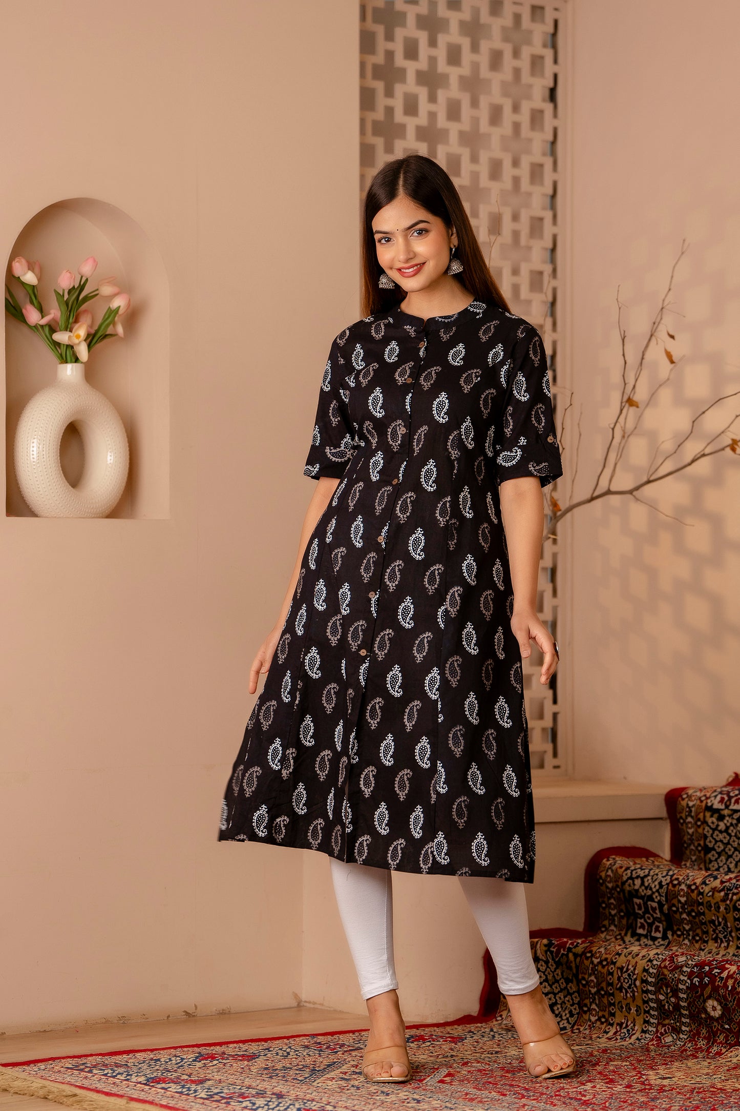 Traditional Print A-line Office Wear Kurti