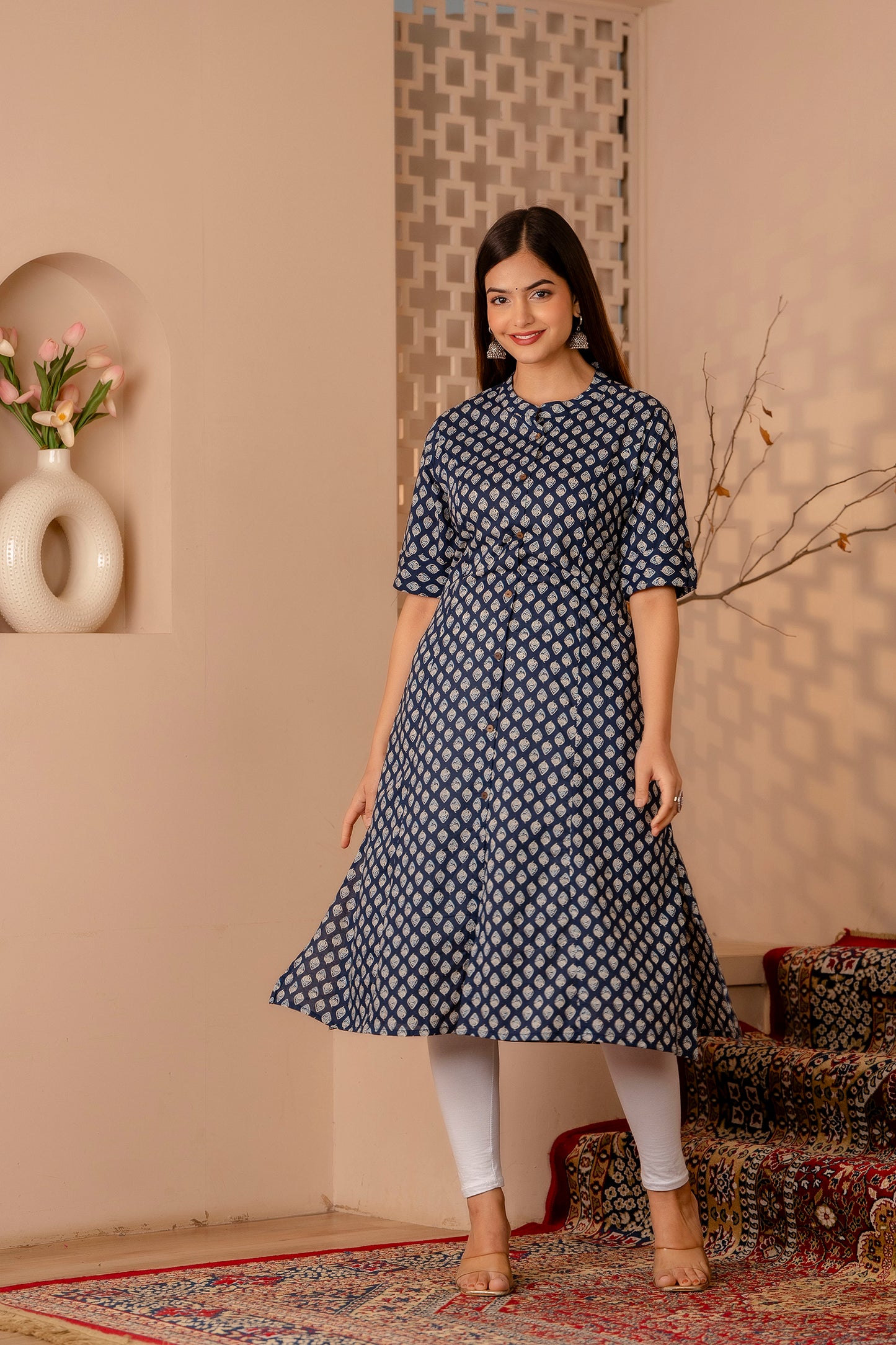 Traditional Print A-line Office Wear Kurti