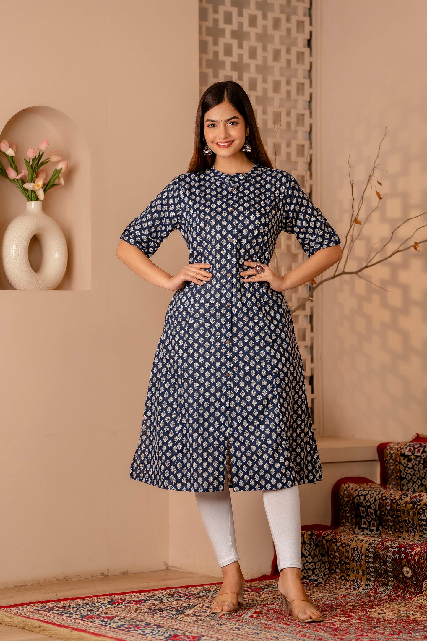 Traditional Print A-line Office Wear Kurti