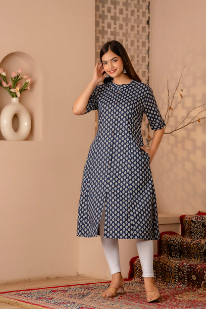 Traditional Print A-line Office Wear Kurti