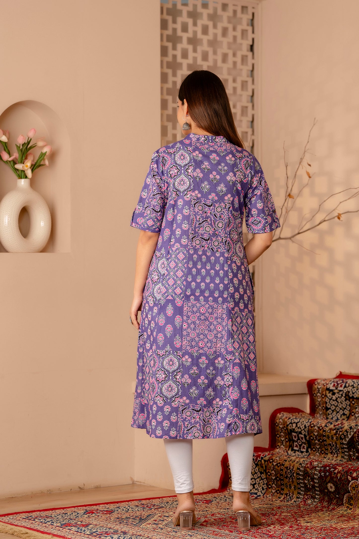 Floral Print A-line Office Wear Kurti