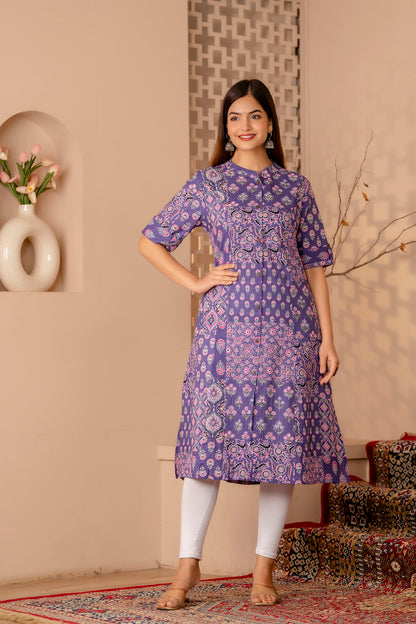 Floral Print A-line Office Wear Kurti