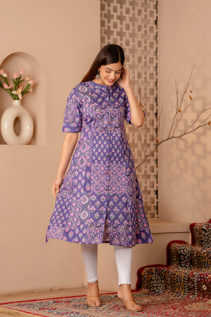 Floral Print A-line Office Wear Kurti