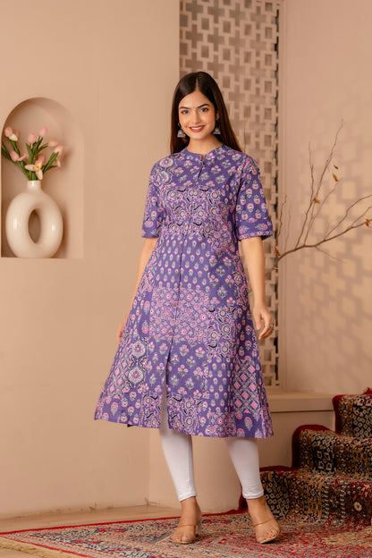 Floral Print A-line Office Wear Kurti