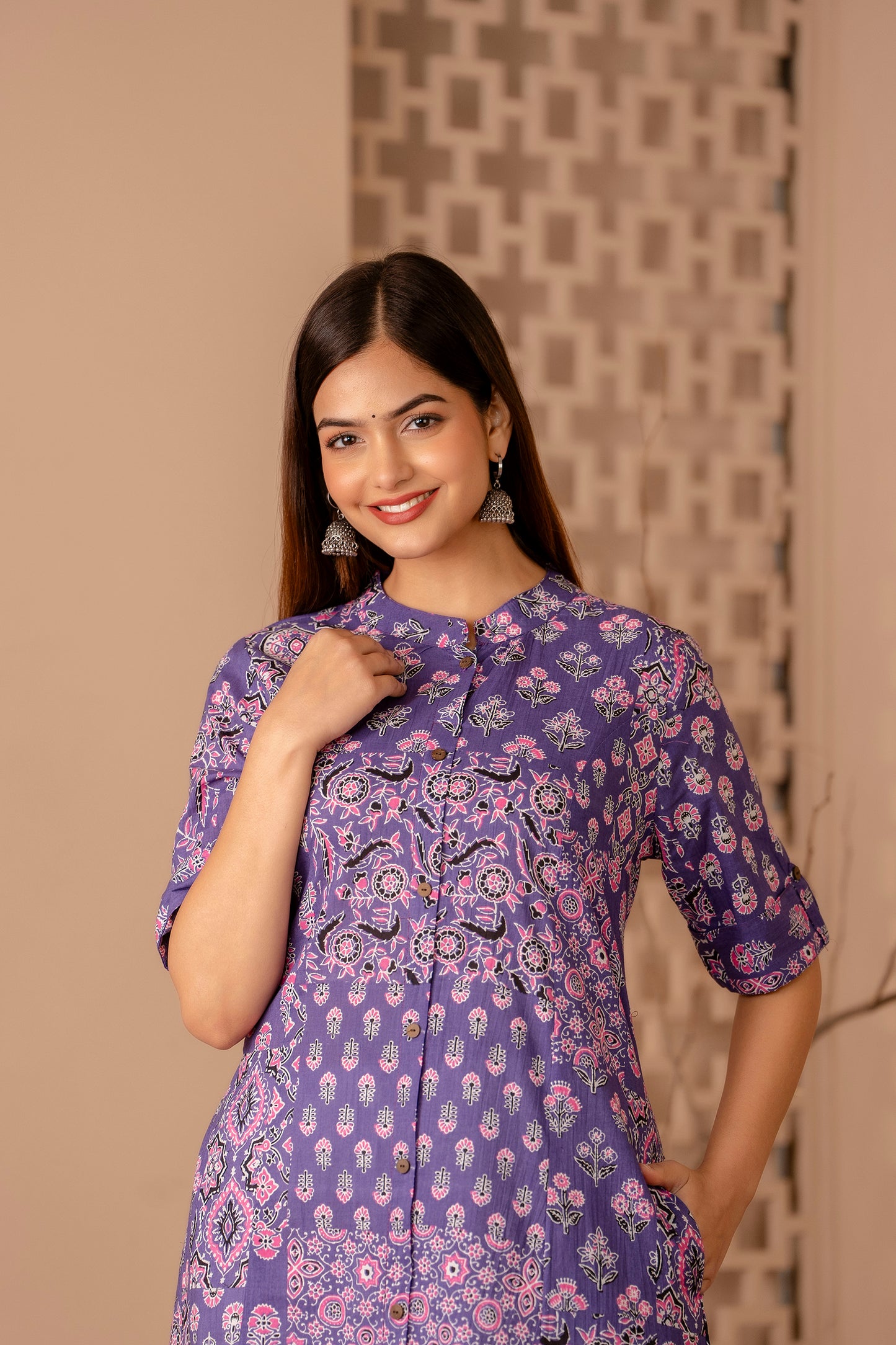 Floral Print A-line Office Wear Kurti