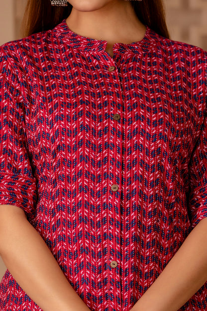 Katha Print A-line Office Wear Kurti