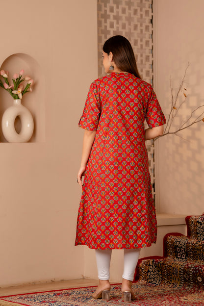 Floral Print A-line Office Wear Kurti