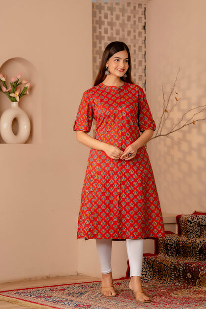 Floral Print A-line Office Wear Kurti