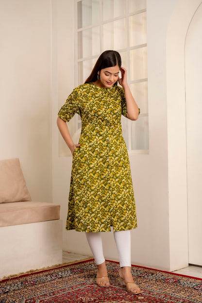 Floral Print A-line Office Wear Kurti