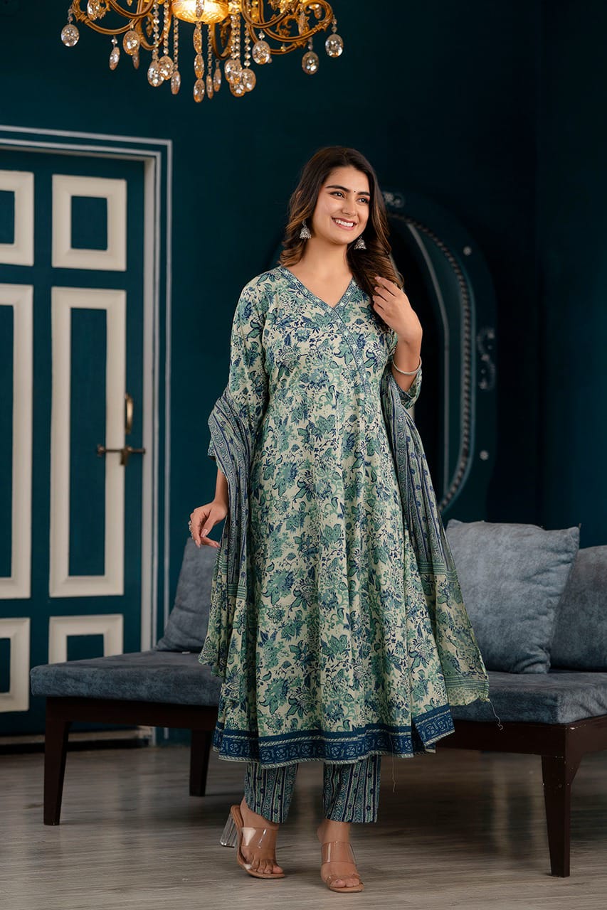 Designer Anarkali Kurta Pant Dupatta set