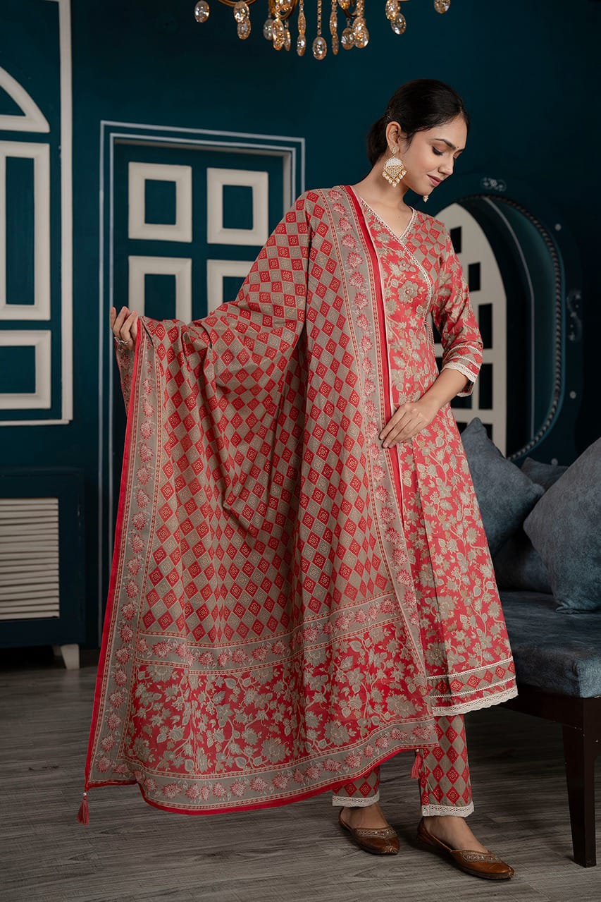 Designer Anarkali Kurta Pant Dupatta set